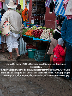 Personas comprando en tianguis