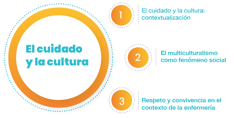 Gráfico que muestra el contenido de la unidad el cuidado y la cultura. Gráfico que muestra el contenido de la unidad el cuidado y la cultura.