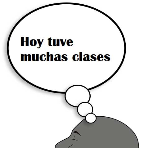 Una nube que encierra la frase “Hoy tuve muchas clases” 