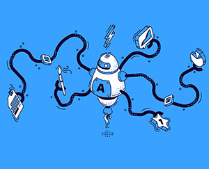 Robot haciendo diferentes tareas al mismo tiempo. Robot haciendo diferentes tareas al mismo tiempo.