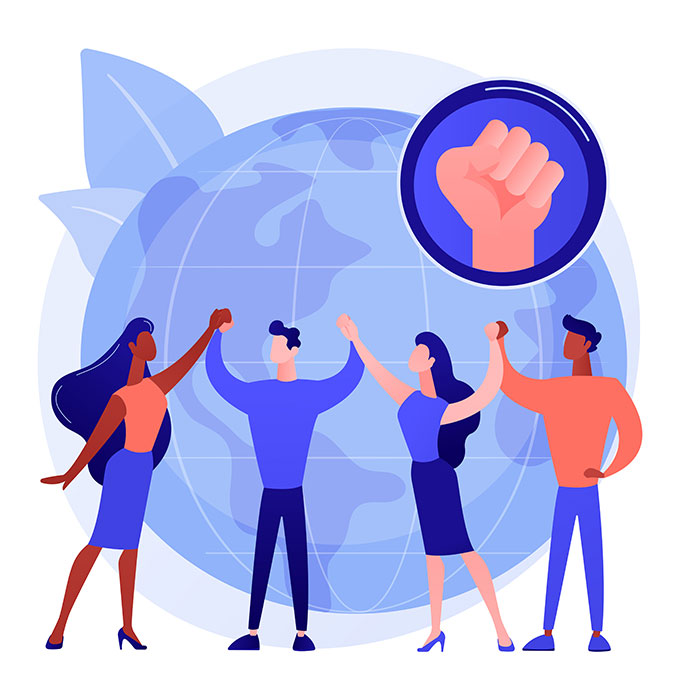 Personas tomadas de las manos rodeando el mundo. Personas tomadas de las manos rodeando el mundo.