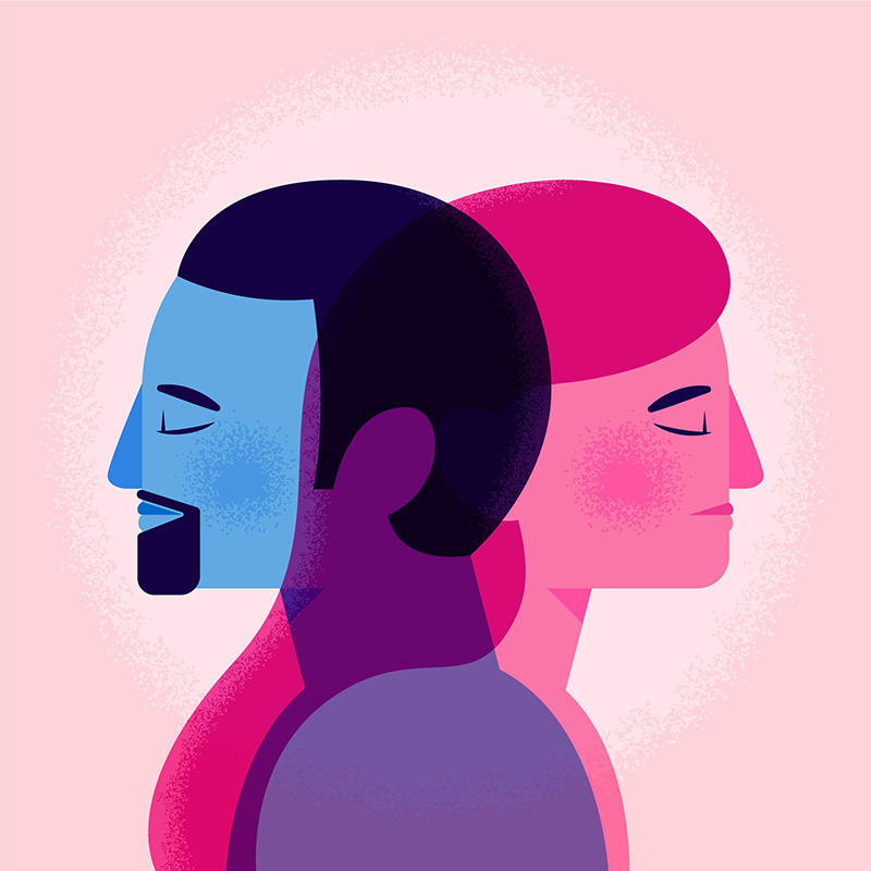 Hombre y mujer fusionados.