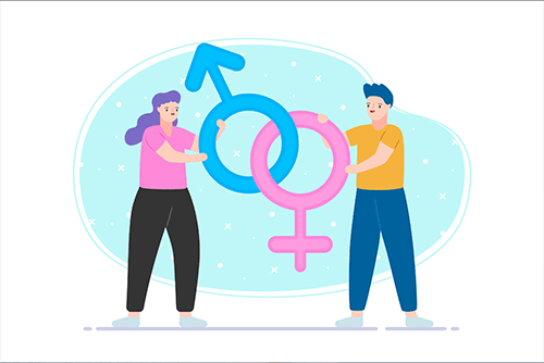 Personas representando el género femenino y masculino.