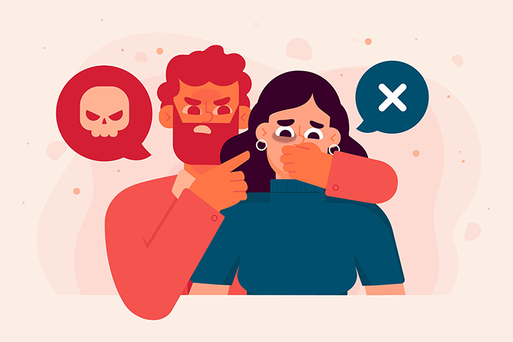 Ilustración de violencia y una calavera.